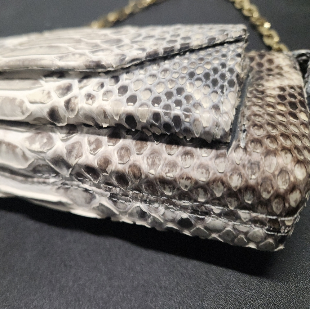 Elegant Python Patterned Clutch Handbag w/ Short … - image 5